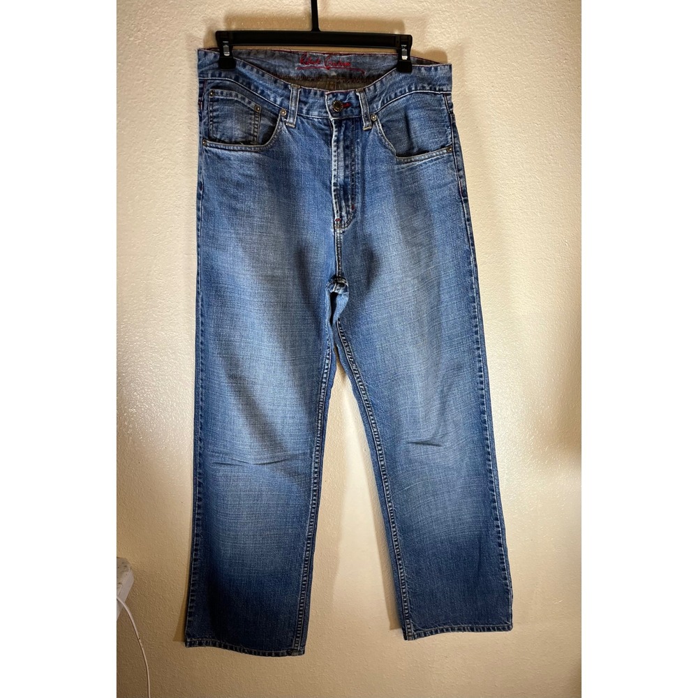 Robert Graham Mens SLIM JIM Blue Wash Denim Jeans Size 32x32 Straight Leg Cotton